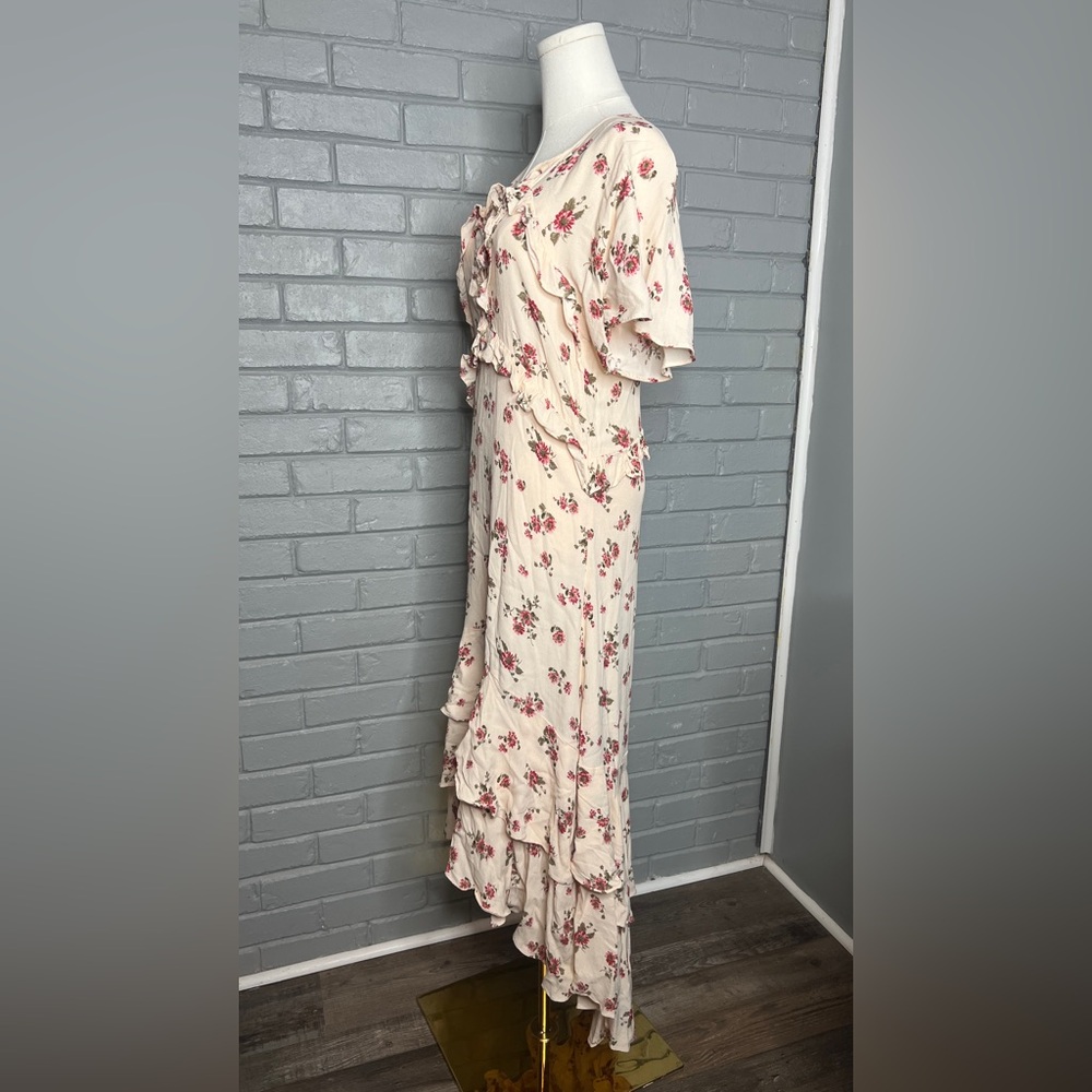 Vici Floral-Print Ruffle Midi High-Low Dress Size Small - Picture 2 of 16